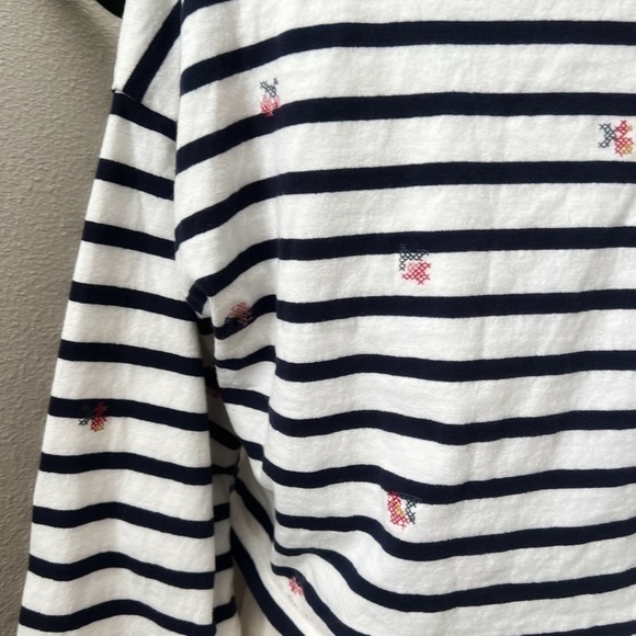 Madewell striped shirt Cross-Stitch Embroidered Supercrop Long-Sleeve Tee Stripe - Picture 7 of 8